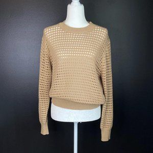 Brown Open Knit Crochet Sweater